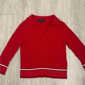 Tommy Hilfiger Women's V-Neck Red Sweater